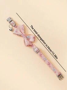 1 件装宠物项圈刺绣花朵蝴蝶双层领结带铃铛项圈适用于小型猫和狗 - 彩色 - 查看 3