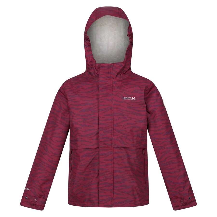 Regatta Childrens/Kids  Zebra Print Waterproof Jacket (Dark Pimento) - Red - View 1