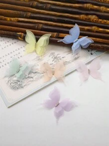 10/20 件渐变色 3D 多色欧根纱面料蝴蝶贴花半透明雪纺蝴蝶适用于 DIY 缝纫手工工艺装饰夹耳环珠宝装饰刺绣补丁服装设计材料礼服配饰薄纱蝴蝶装饰贴花新娘头发头饰材料 - 彩色 - 查看 12