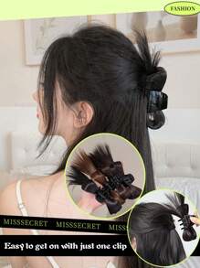 1 PC Messy Bun Claw Clip Hair Bun Women Extension Bun Claw Clip Ponytail Wig, Stylowy wysoki kucyk dodaje objętości, uniwersalny dodatek do włosów na każdą okazję