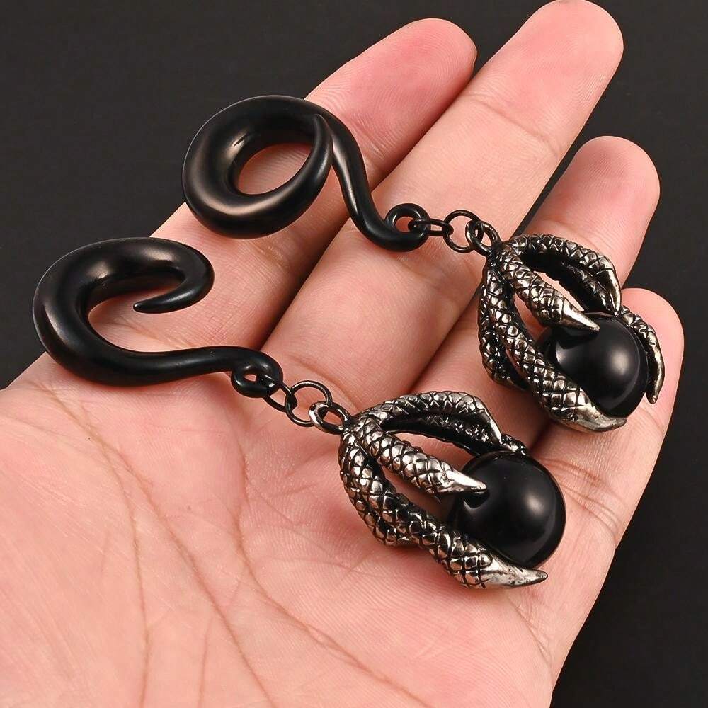 2 PIEZAS Enchufes colgantes de aro de garra de dragón de Halloween