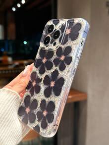 PU 皮革花卉印花时尚手机壳，适用于苹果手机 - 彩色 - 查看 3