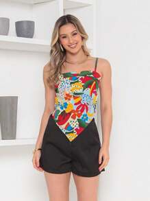 RAW CLOTHING One Size Shirt Set With Tie At The Back And Print, Shorts With Zipper And No Pocket - Black - View 1