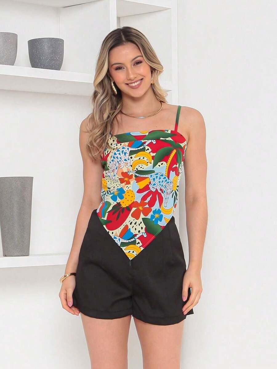 RAW CLOTHING One Size Shirt Set With Tie At The Back And Print, Shorts With Zipper And No Pocket - Black - View 1