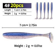 10pcs/20pcs Bicolor T-Shaped Soft Fishing Lures, Smooth Bent-Mouthed Chub Baits, Suitable For Fresh Water And Saltwater Realistic Soft Baits, Fishing Gear, Fishing Accessories