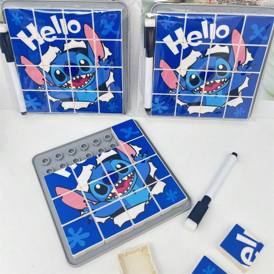 POTDEMIEL Stitch Puzzle Building Blocks Writing Board With Erasable Pen