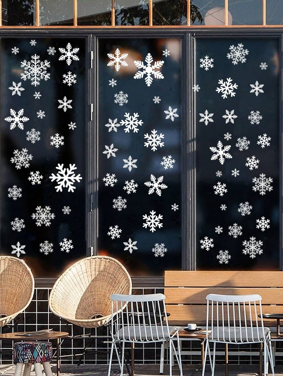 8 包静电窗贴雪花商店橱窗装饰节日玻璃展示贴纸零售店季节性装饰节日主题窗户艺术易于粘贴可移除可重复使用 - 彩色 - 查看 1