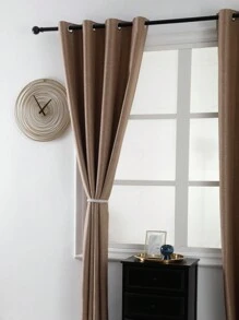 1pc Coffee Solid Colored Blackout Curtains Insulation Can Darken A Room ,Curtains For Living Room ,Curtains For Bedroom , Home Blackout Curtains Kitchen&Room Decor Curtain With Grommet For Daily Life And All Season