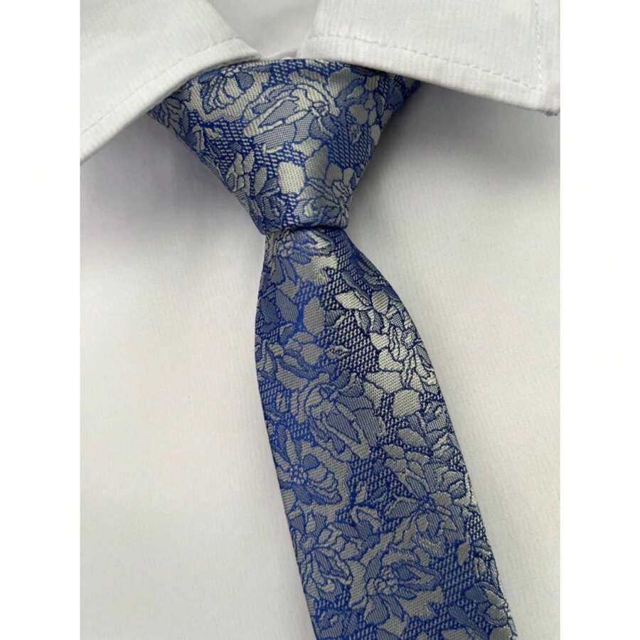 Slim Kashmir Silver Tie - 2400 Threads - Plateado - Ver 1