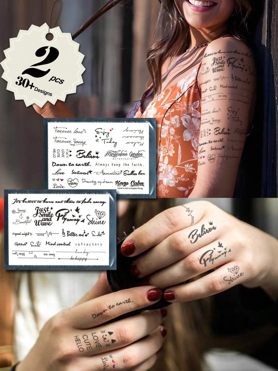 30+ Designs Realistic Flower Temporary Tattoo For Women Inspirational Words Design Tattoos Small Wild Flower Fake Tatttoo Party Fovors For Adults - Multicolor - View 1