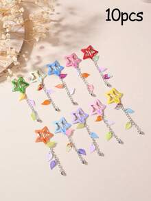 8/10 chiếc kẹp tóc tua rua hình ngũ giác nhiều màu sắc cho trẻ em, mặt dây chuyền, kẹp tóc hai bên, phụ kiện tóc cho bé gái, trang trí tóc hàng ngày, giản dị - Nhiều màu - Xem 1