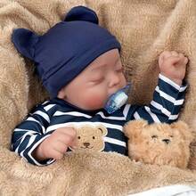 50cm 20 Inch Rebirth Doll. Head And Limbs Are Made Of Vinyl. The Doll's Limbs Can Move, And She Can Sit Or Lie Down. The Doll Has Closed Eyes. Realistic Curly Eyelashes. Cute Reborn Doll. - 彩色 - 查看 5