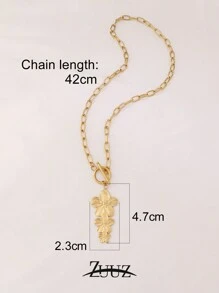1pc 18K Gold Plated Stainless Steel Necklace Exaggerated Gold Flower Pendant Necklace For Women Female Jewelry Gifts