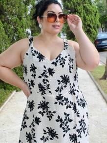 Women's Plus Size Jumpsuit Short Skirt With Printed Lining Summer - 顏色12 - 查看 6