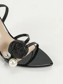 Women's Fashionable High-End Elegant High Heel Pointed Toe Sandals, Summer Vibe, Comfortable Metal Fabric, Sexy Strappy, Suitable For Outdoor Gatherings, Parties, Runway, Graceful, Minimalist, Unique Charm