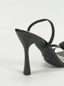 Women's Fashionable High-End Elegant High Heel Pointed Toe Sandals, Summer Vibe, Comfortable Metal Fabric, Sexy Strappy, Suitable For Outdoor Gatherings, Parties, Runway, Graceful, Minimalist, Unique Charm