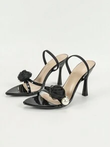 Women's Fashionable High-End Elegant High Heel Pointed Toe Sandals, Summer Vibe, Comfortable Metal Fabric, Sexy Strappy, Suitable For Outdoor Gatherings, Parties, Runway, Graceful, Minimalist, Unique Charm