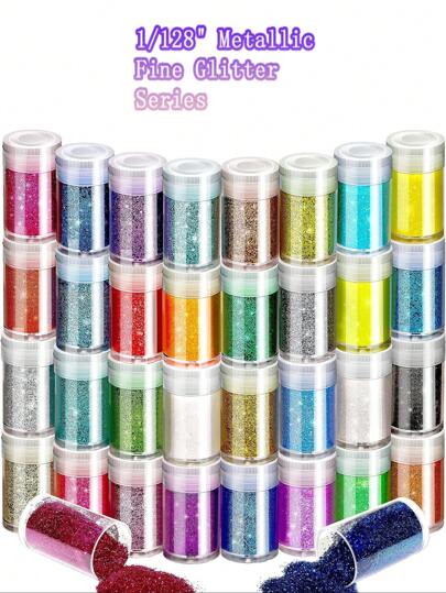 32 لون من الغليتر الضخم البارق، غليتر عاكس للأظافر وأعياد المهرجانات للاستخدام في الراتنج والشمع والأشغال اليدوية والديكورات في حفلات عيد الميلاد