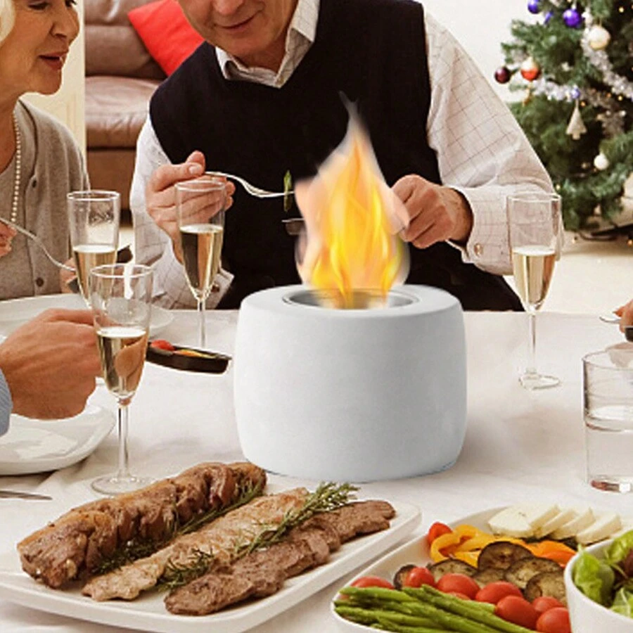 Bộ 4 lò sưởi để bàn hiện đại di động, lò sưởi mini để bàn - Hoàn thiện bằng sơn mài, thông gió tự nhiên, an toàn khi sử dụng trong nhà và ngoài trời, có nắp chữa cháy - Lò sưởi không khói thanh lịch, thích hợp cho trang trí sân trong, sân, tiệc tùng và bàn tiệc Giáng sinh - Xám - Xem 1