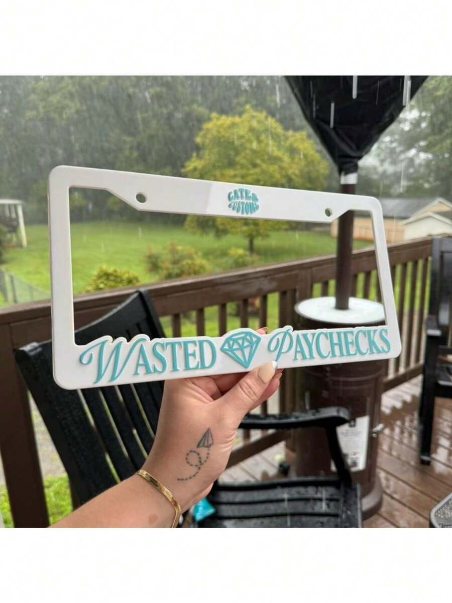 Wasted Paychecks License Plate Frame SHEIN USA