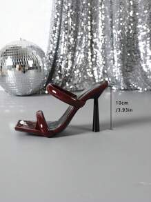 New Summer Square Toe Elegant Sweet Fashion High Heel Women Sandals - Burgundy - View 3