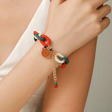 1 件畅销圣诞手链 - 红色和绿色亚克力雪花铃铛手链，圣诞礼物装饰 - 手鍊款 - 查看 12