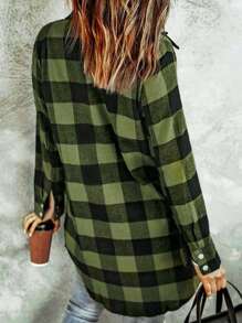 Flanell für Frauen 2024 Herbstmode Langarm Plaid Button Down Shirts Shacket Bluse Top mit Taschen