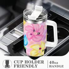 1pc 40oz Kawaii Tumbler With Straw And Lid, Double Wall Insulated Stainless Steel Water Bottle, Large Capacity Travel Mug, Portable Insulated Vacuum Cup, Suitable For Outdoor Travel, Ideal Gift For Women Men
