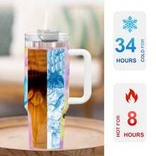 1pc 40oz Kawaii Tumbler With Straw And Lid, Double Wall Insulated Stainless Steel Water Bottle, Large Capacity Travel Mug, Portable Insulated Vacuum Cup, Suitable For Outdoor Travel, Ideal Gift For Women Men