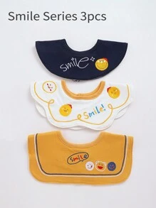 3 件皇冠设计防水婴儿围兜，360° 可旋转 - 专为流口水的婴儿设计，防止衣服被弄湿，面料带有精美的刺绣，是婴儿派对、圣诞节、感恩节、新年的完美礼物