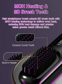Portable Cordless Straight Hair Comb,Portable Negative Ion Straightening Brush,Long Battery Hot Comb Hair Straightener,Lightweight & Mini Carry,Settings Anti-Scald