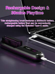 Portable Cordless Straight Hair Comb,Portable Negative Ion Straightening Brush,Long Battery Hot Comb Hair Straightener,Lightweight & Mini Carry,Settings Anti-Scald