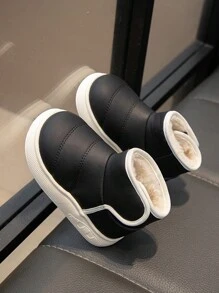 1 pereche de cizme de zăpadă pentru copii înalte și groase, cu talpă groasă, cu talpă moale, calde, la modă și versatile - Negru - Vizualizare 13