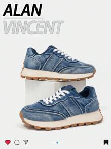 Alan Vincent [Light Freedom Series] Scarpe blu da donna per la primavera 2025, nuovi stile con suola spessa, scarpe sportive confortevoli e alla moda, sneaker casual da donna per uso quotidiano, scarpe da festa all'aperto, scarpe da donna blu, scarpe Cortez per studenti ragazze, scarpe casual Cortez adatte per ogni occasione - Blu - Visualizzare 5