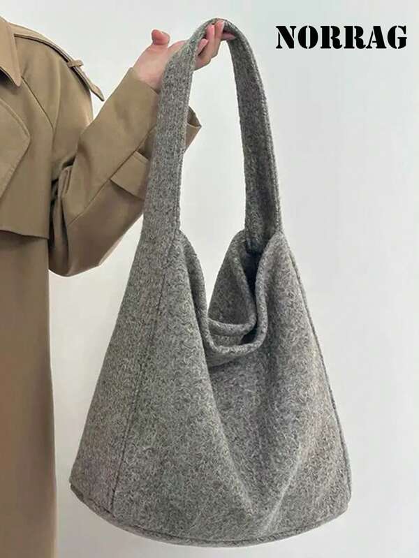 Retro Slouchy Tote Bag For Women, New 2024 Autumn/Winter Large Capacity Commuter Shoulder Bag With Inner Pouch