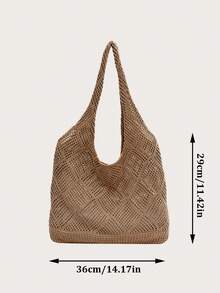 Túi đeo vai đan khoét rỗng dành cho nữ, túi xách móc len tối giản, túi móc len nhẹ nhàng, phù hợp cho thanh thiếu niên, phụ nữ, sinh viên đại học, hoàn hảo cho trường đại học, các hoạt động ngoài trời, du lịch, dã ngoại, kỳ nghỉ thư giãn, túi đi biển, túi đeo vai, túi tote. - màu nâu - Xem 11