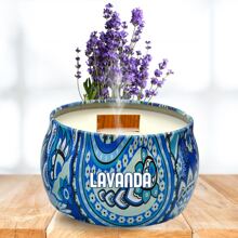 Scented Candle Luxury Container 130g Various Fragrances | Wooden Wick - LAVANDA - 查看 5