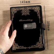 Một cuốn sổ mã theo phong cách cổ điển có khóa, văn học và nghệ thuật đơn giản, dành cho nam và nữ, kết hợp với một cuốn sổ tay có khóa, một cuốn sổ tay sáng tạo đẹp mắt mới và đồ dùng văn phòng phẩm dày - Nhiều màu - Xem 6