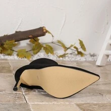 2024 秋冬尖头绒面革踝靴，12 厘米高跟，平口百搭拉链靴，女靴 - 黑色 - 查看 5