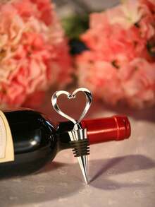 Parada de Garrafa de Vinho em Forma de Coração Lembrança de Casamento para Convidados, Parada de Vinho em Forma de Coração de Aço Inoxidável com Sacos de Organza Brancos Transparente e Etiquetas de Presente Kraft, Lembrança de Casamento Vinho Fresco Festa de Feriados