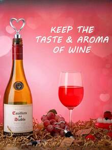 Parada de Garrafa de Vinho em Forma de Coração Lembrança de Casamento para Convidados, Parada de Vinho em Forma de Coração de Aço Inoxidável com Sacos de Organza Brancos Transparente e Etiquetas de Presente Kraft, Lembrança de Casamento Vinho Fresco Festa de Feriados