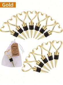 Parada de Garrafa de Vinho em Forma de Coração Lembrança de Casamento para Convidados, Parada de Vinho em Forma de Coração de Aço Inoxidável com Sacos de Organza Brancos Transparente e Etiquetas de Presente Kraft, Lembrança de Casamento Vinho Fresco Festa de Feriados