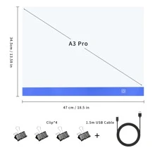 Elapoid 1 件用于钻石画的 LED 灯垫，超大艺术家描图灯箱复印台，超薄可调亮度手工艺品 DIY LED 描图灯垫，用于纹身绘画、流媒体、素描、动画、模板绘制、圣诞节万圣节礼物（尺寸：A2/A3/A4/A5；颜色：黑色/红色/蓝色/黄色） - 藍色 - 查看 21