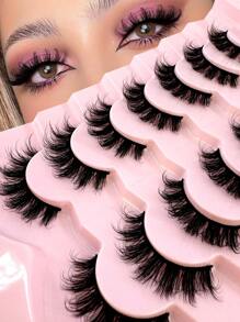 New7 Cặp Lông Mi Nga Tự Nhiên Mềm Mịn Lông Mi Giả 3D Lông Mi Giả Lông Mi Giả Lộn Xộn Ấn Tượng Lông Mi Giả Dài Như Cáo Nâng Mắt Bộ Nối Mi Dải Mi Toàn Bộ Cho Mắt Bạn Trang Điểm Làm Đẹp Và Làm Dày Góc Ngoài - màu đen - Xem 1