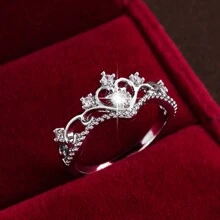 1枚优雅皇冠造型立方氧化锆戒指，女士款 - 彩色 - 查看 24