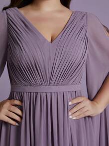 MagiacyV 优雅褶皱半身裙，丝绸材质，飘逸袖子，绿色连衣裙，宽大裙摆