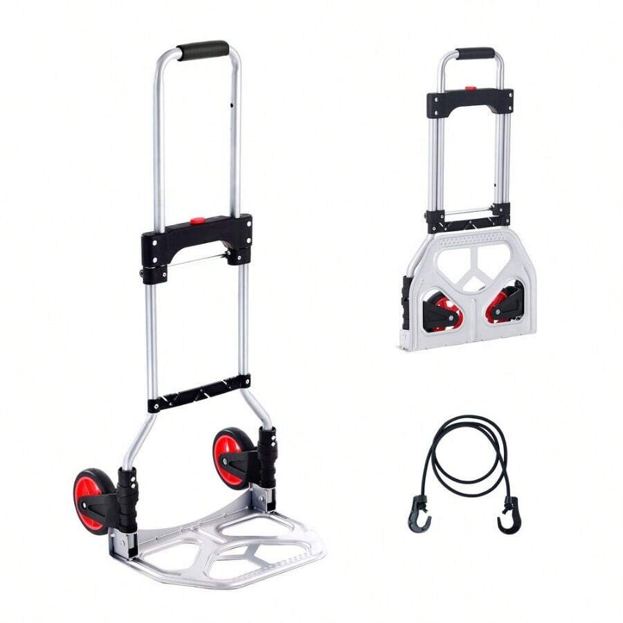 Folding Hand Truck Aluminum Luggage Trolley Cart Dolly 176 Lbs Bungee