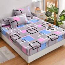 3-Piece Microfiber Bed Sheet Set With Assorted Prints, Queen And Single Sizes - In hình học - Xem 7