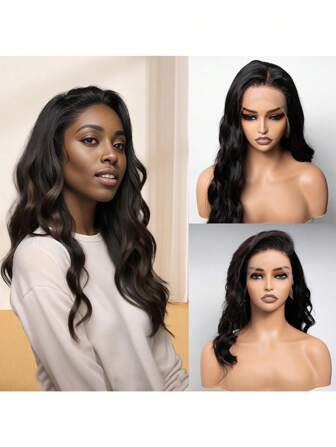 36英寸折扣款13x4前蕾丝假发，真人发，180%密度，波波头波浪发型，透明蕾丝假发，预拔毛发际线，带婴儿发，女士真人发假发，圣诞装饰，圣诞礼物，圣诞派对，预拔毛波波头蕾丝前假发，自然黑色，长款波浪造型波波头蕾丝前假发，自然发型，长款波浪假发，自然外观，百搭造型（波波头假发8-16英寸）