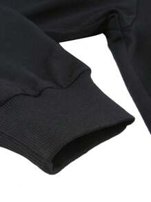 Women's Spring Autumn Casual Hooded Coat Black Long Sleeve Skull Print Zipper Hoodie - 黑色 - 查看 8